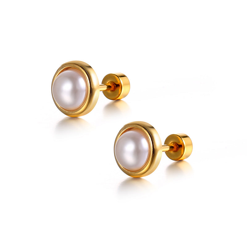 Pair Of Stainless Steel Threaded Stud Earrings