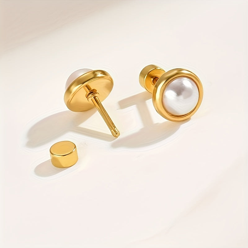 Pair Of Stainless Steel Threaded Stud Earrings