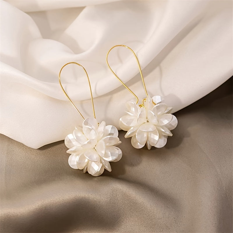 Long Flower Ball Earrings