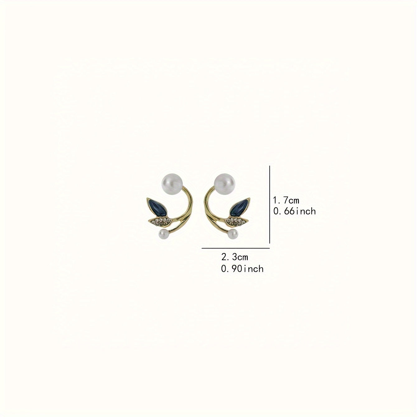 Pretty Leaf Imitation Pearl Design Stud Earrings