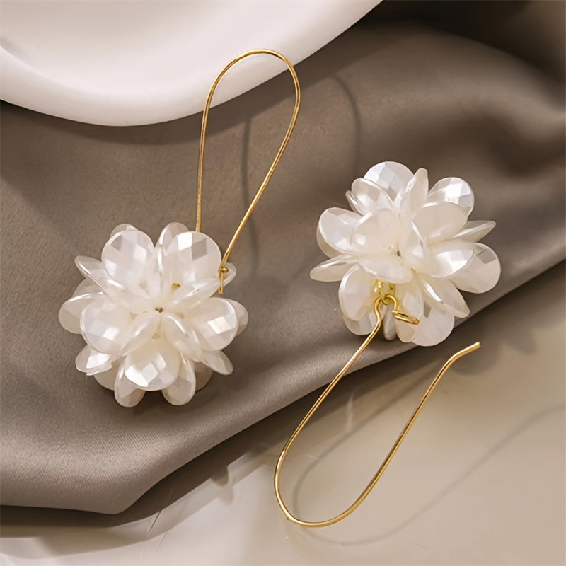 Long Flower Ball Earrings