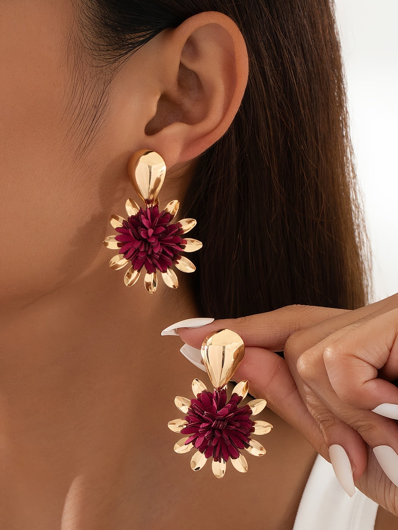 Iron Flower Earrings with Velvet