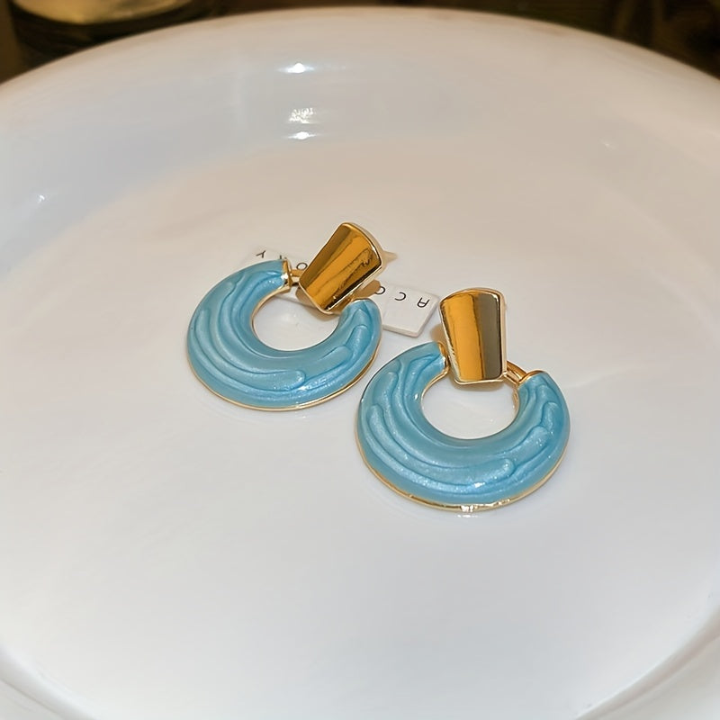 Vintage Style Drip Oil Circle Earrings