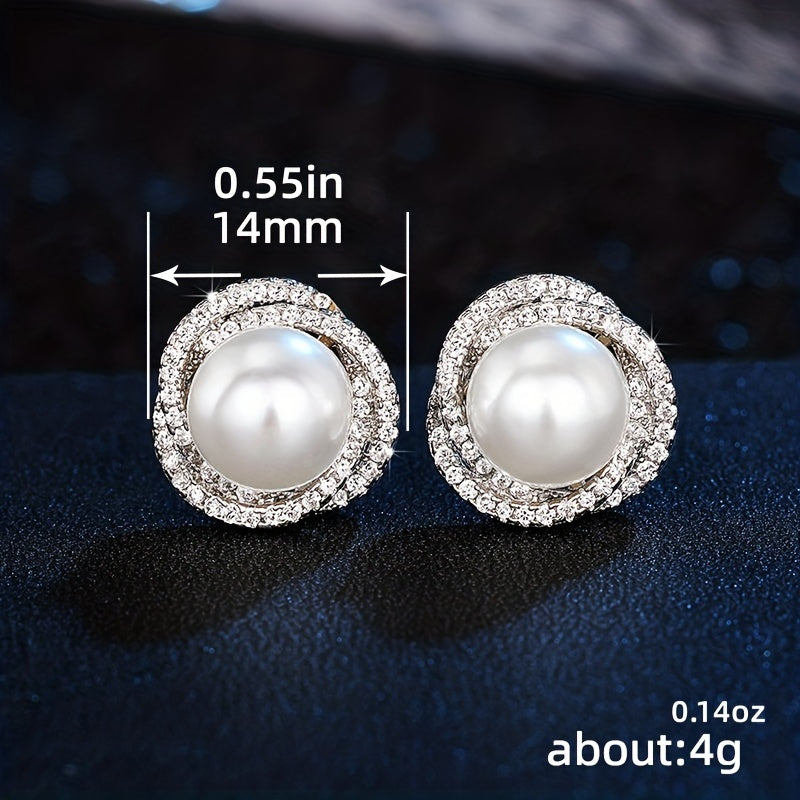Pearl Flower Design Stud Earrings