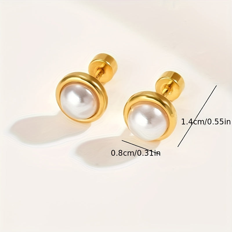 Pair Of Stainless Steel Threaded Stud Earrings