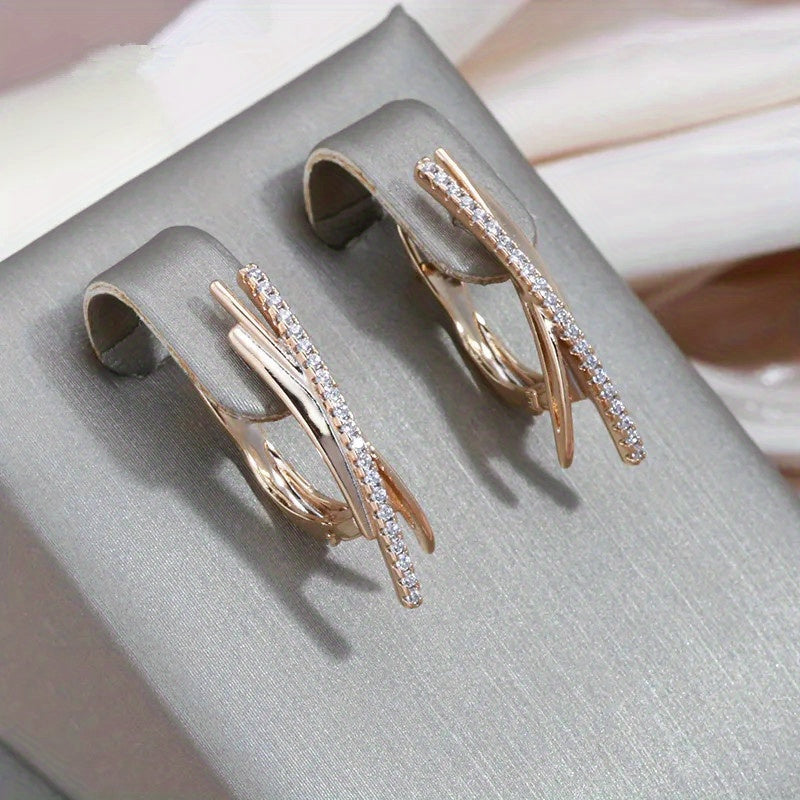 Elegant Golden-Tone Cross Clip Earrings