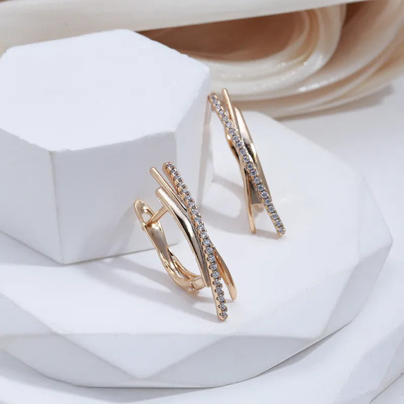 Elegant Golden-Tone Cross Clip Earrings