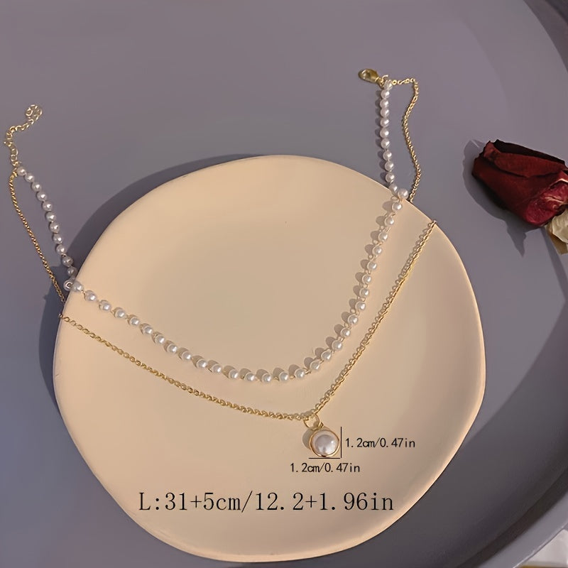 Double layer Faux Pearl String