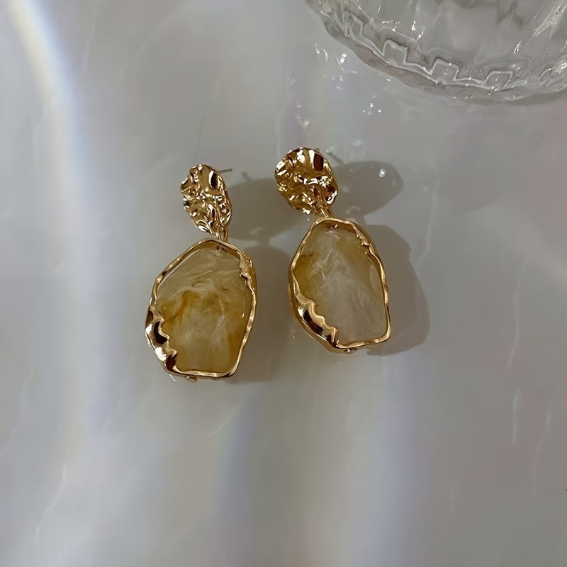 Vintage Elegant Irregular Geometric Resin Dangle Earrings