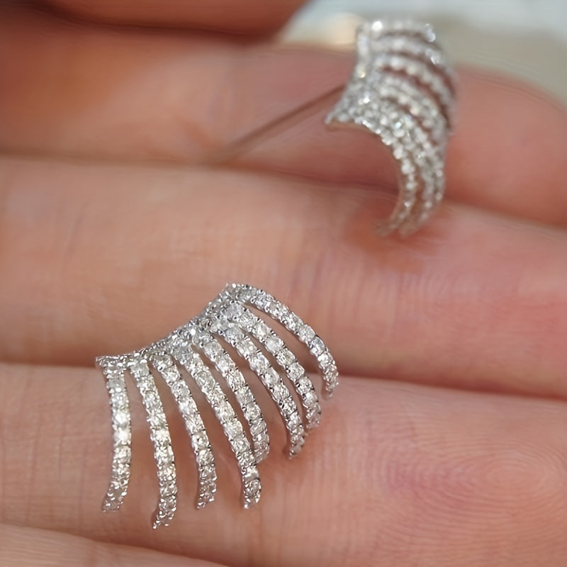 Shiny Zircon Claw Shaped Stud Earrings