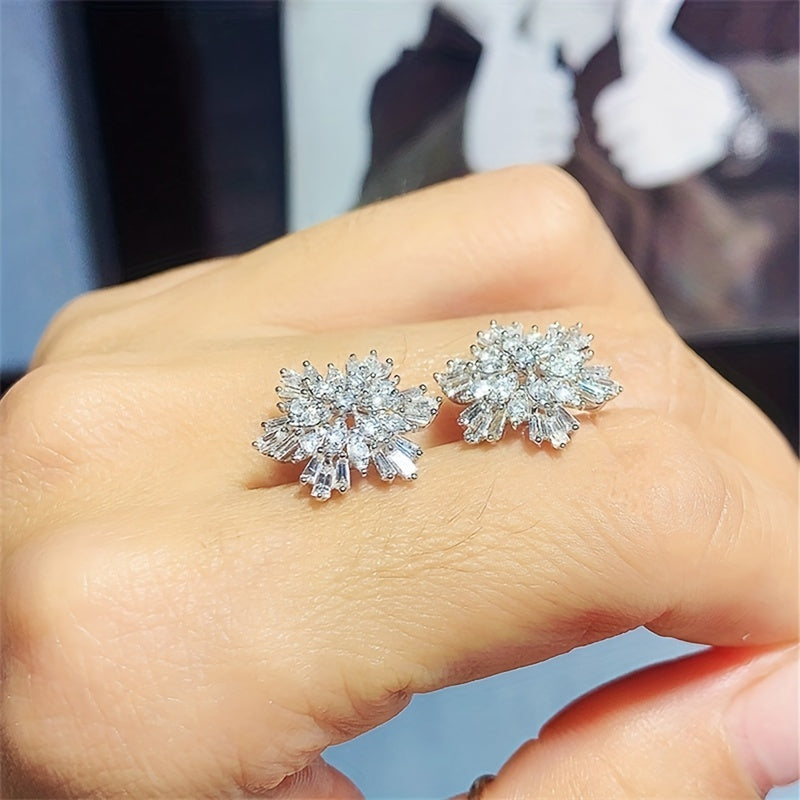 Zirconia Snowflake Stud Earrings