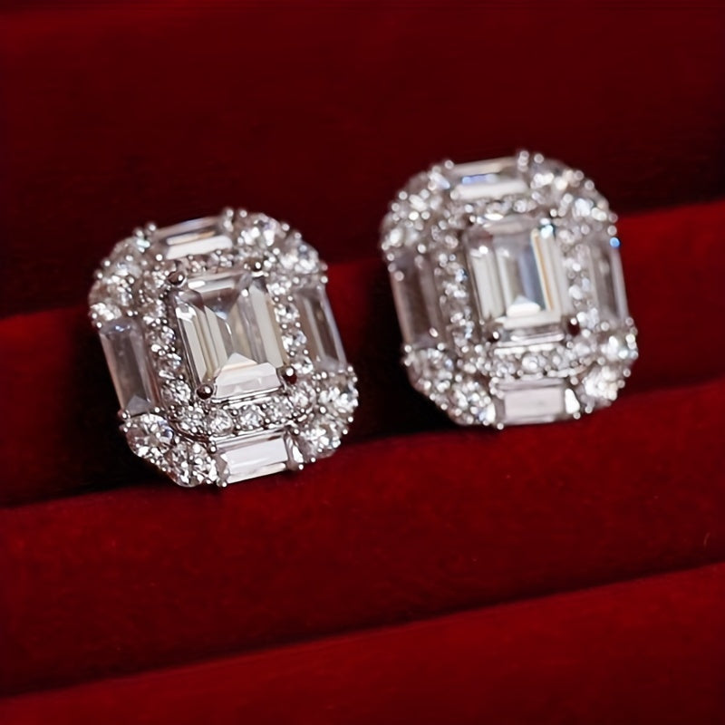 Elegant Rectangular Zirconia Earrings