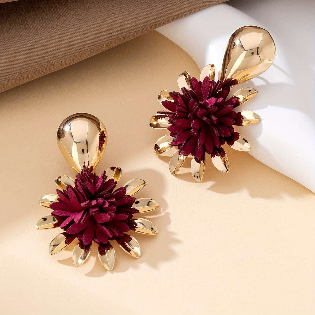Iron Flower Earrings with Velvet