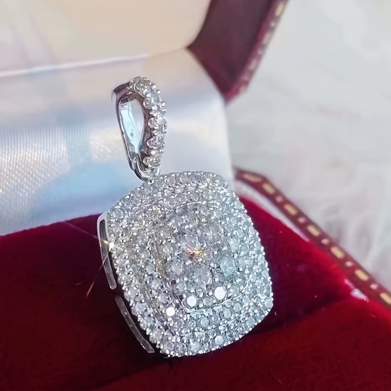 Square White Cubic Synthetic Zirconia Pendant Necklace