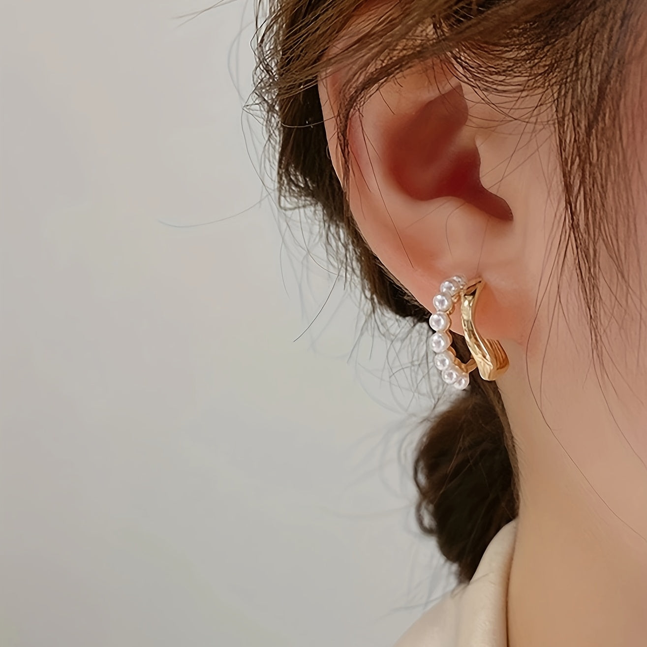 Pearl Short Earring Hoops