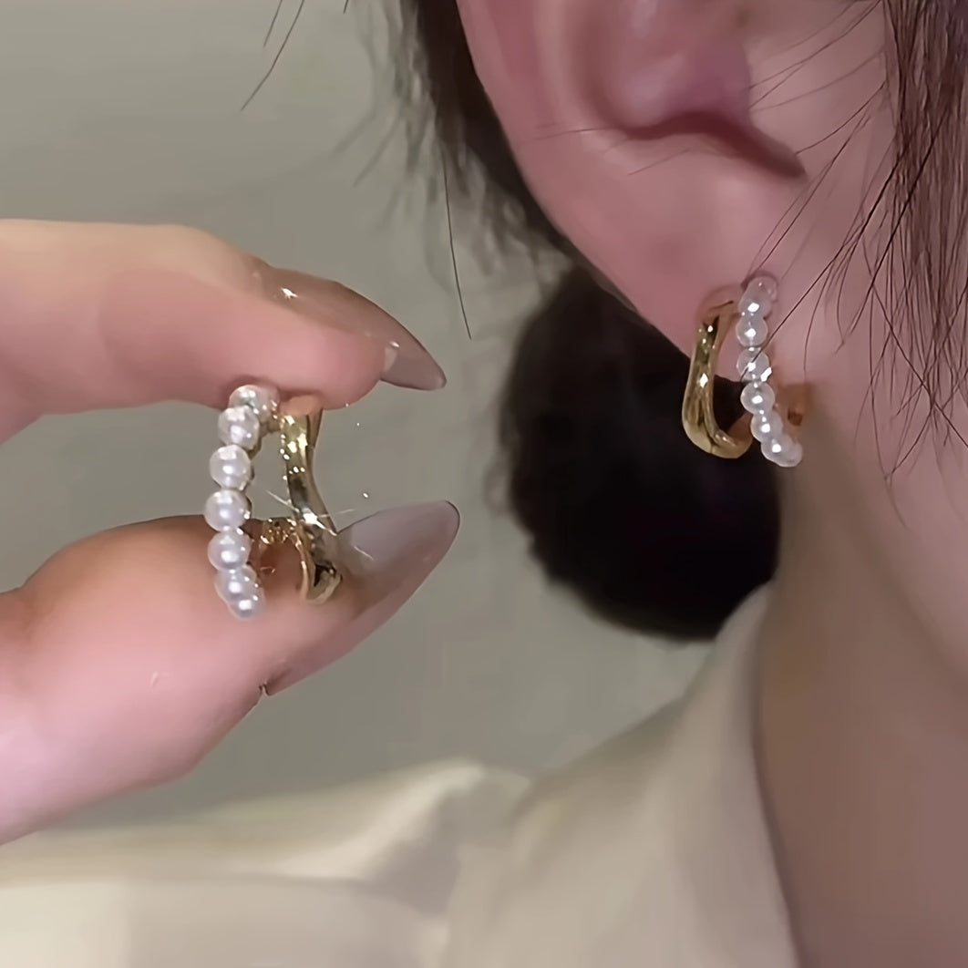 Pearl Short Earring Hoops