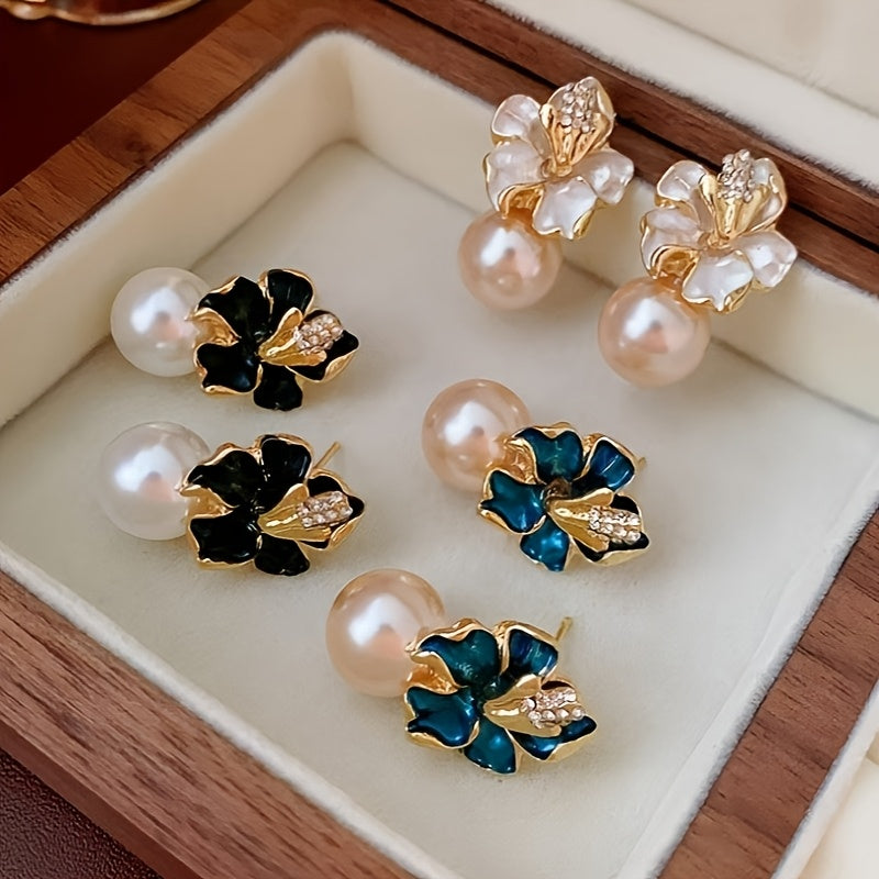 French Vintage Dripping Oil Stud Earrings