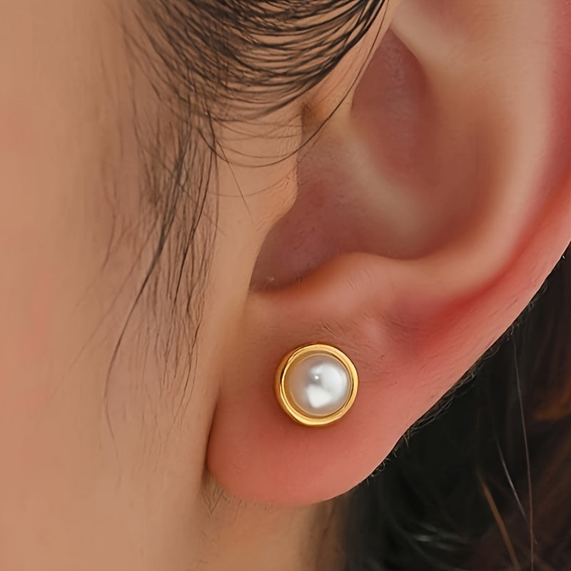Pair Of Stainless Steel Threaded Stud Earrings