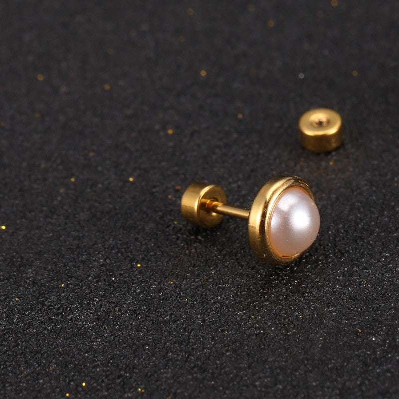 Pair Of Stainless Steel Threaded Stud Earrings