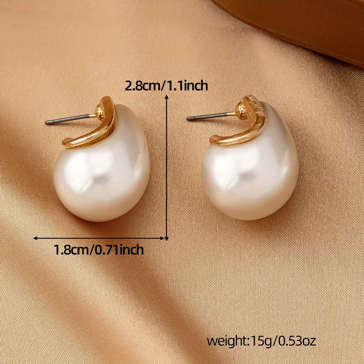 Pearl n Gold Teardrop-Shaped Earrings