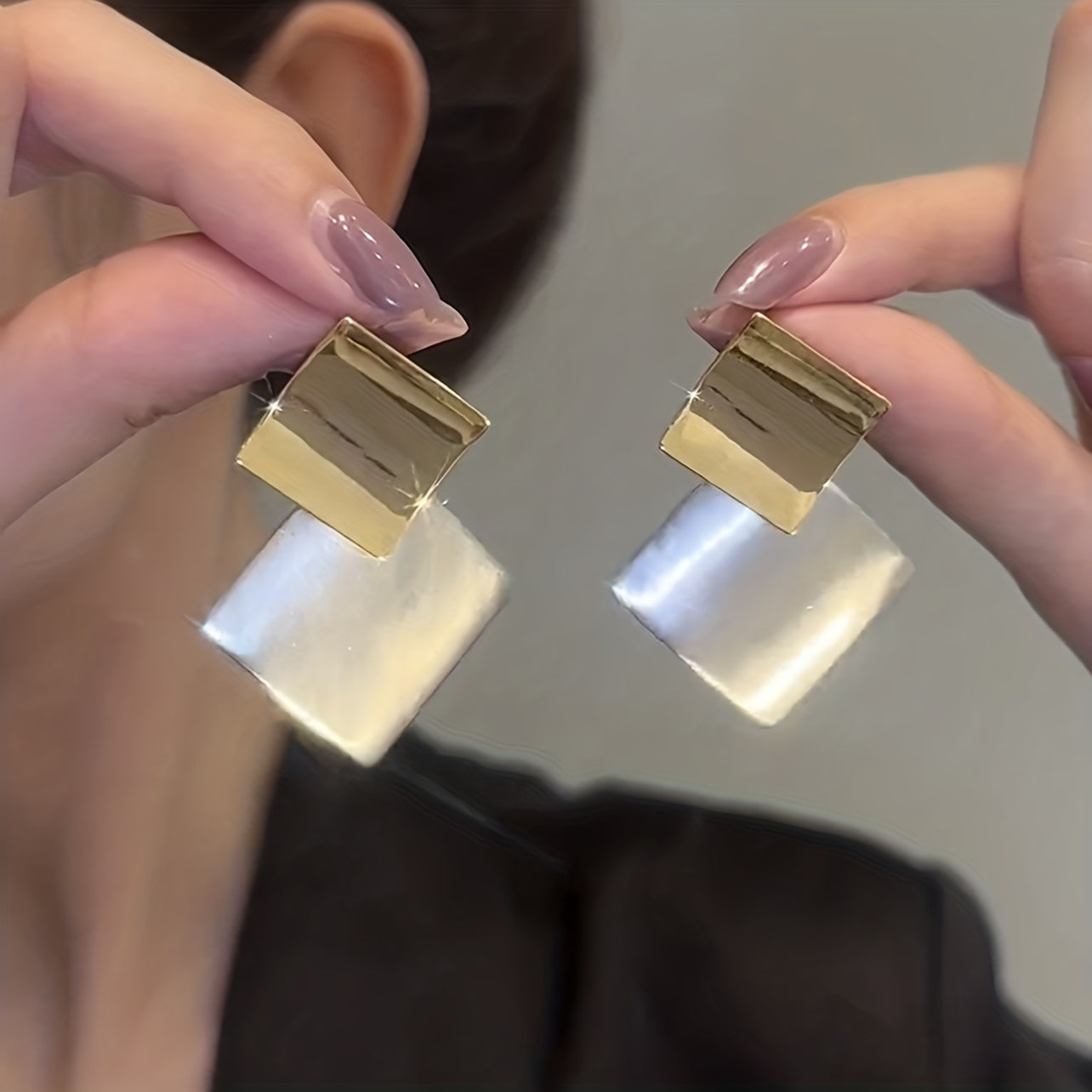 Silver N Gold Rhombus Earrings