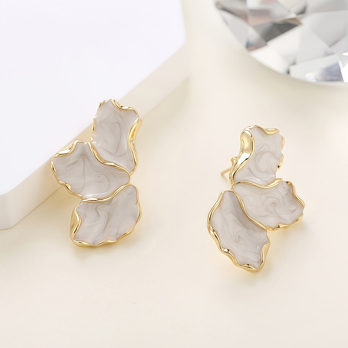 Blue Half Flower Earrings