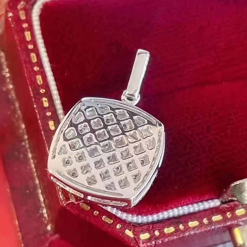 Square White Cubic Synthetic Zirconia Pendant Necklace