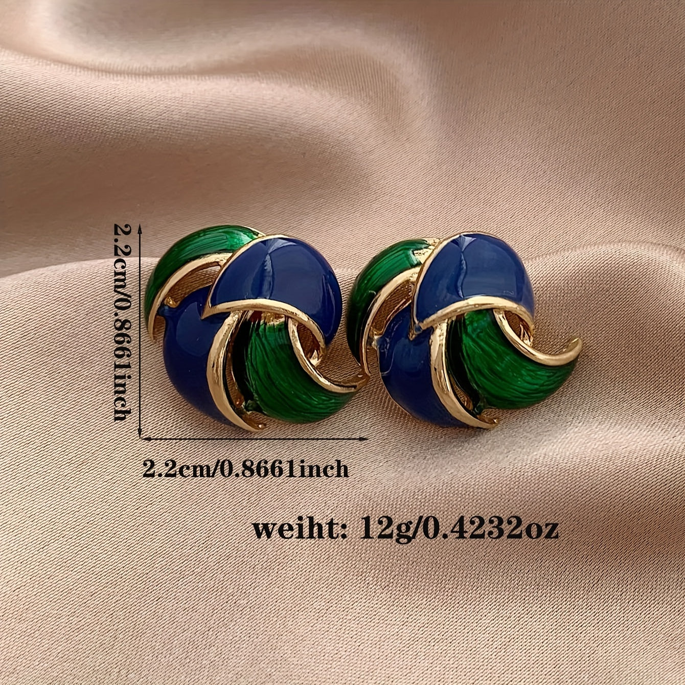 Windmill Design Peacock Clip-On Earrings
