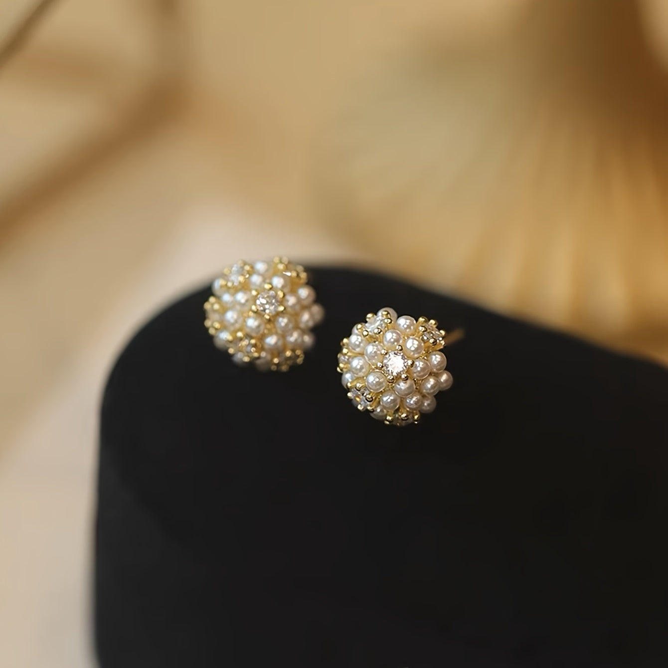 Pearl and Glass Ball Stud Earrings