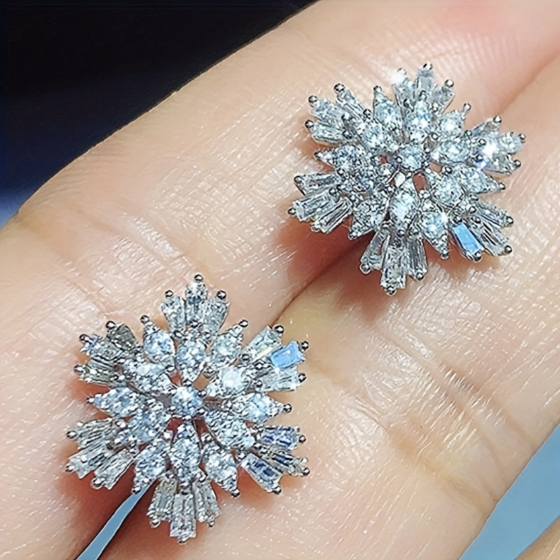 Zirconia Snowflake Stud Earrings