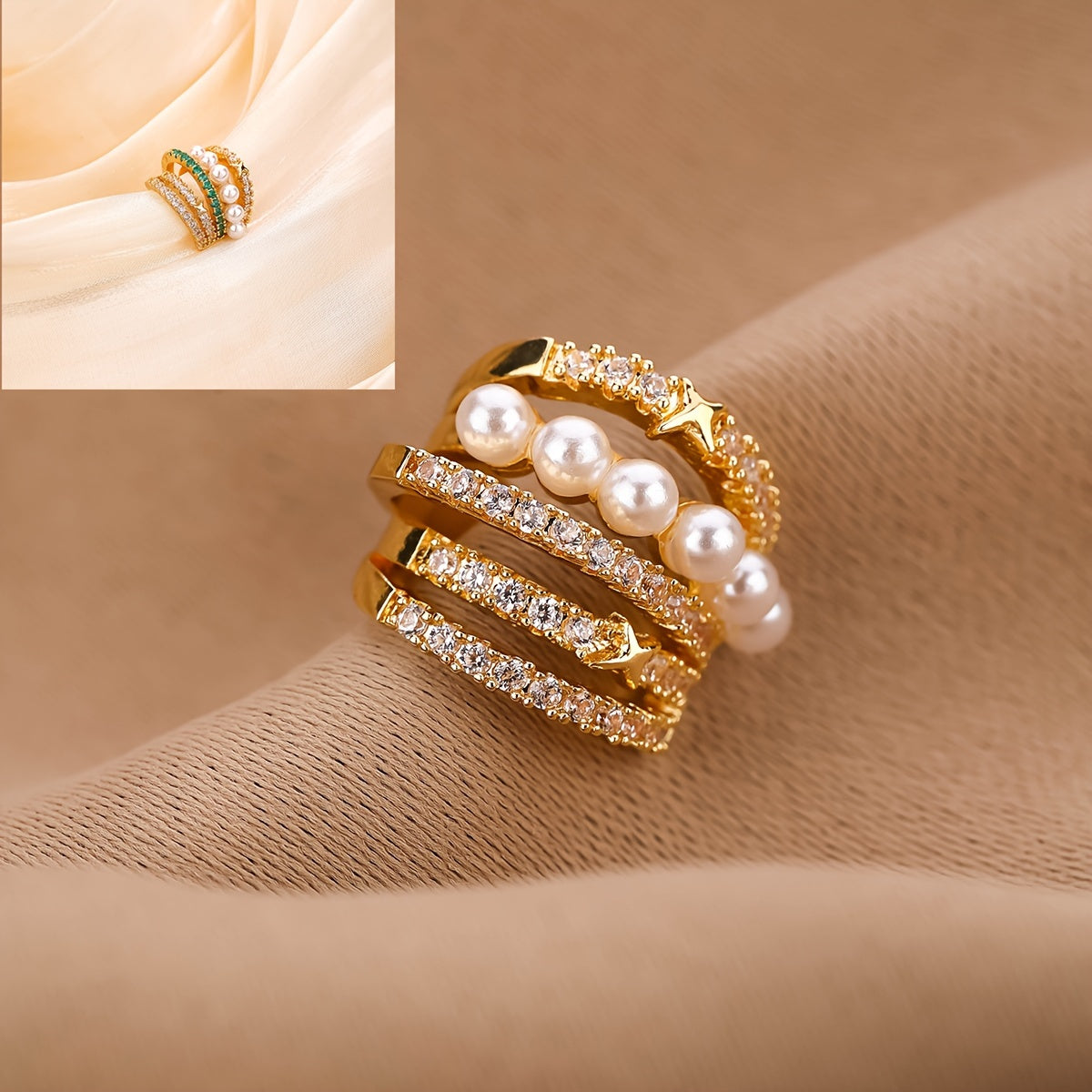 Golden N Pearl Clip on 1 piece Earring