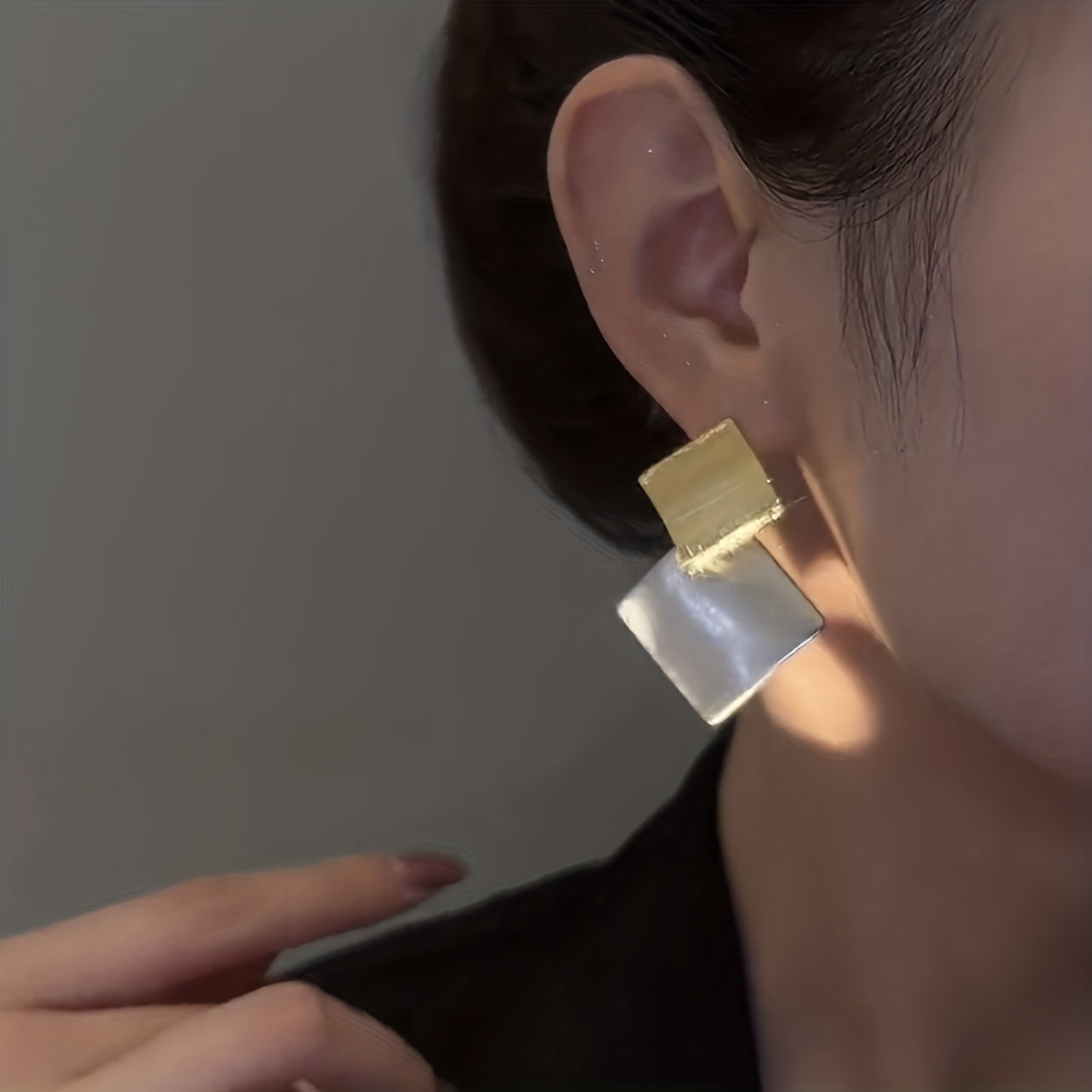 Silver N Gold Rhombus Earrings
