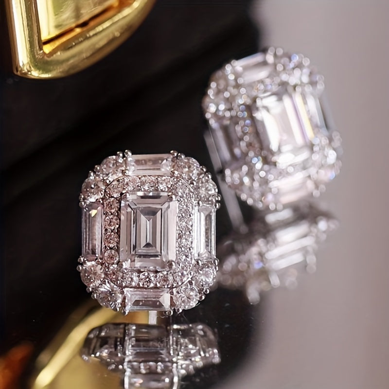 Elegant Rectangular Zirconia Earrings