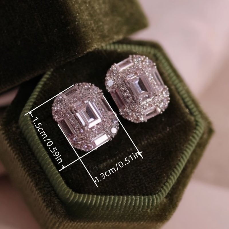Elegant Rectangular Zirconia Earrings