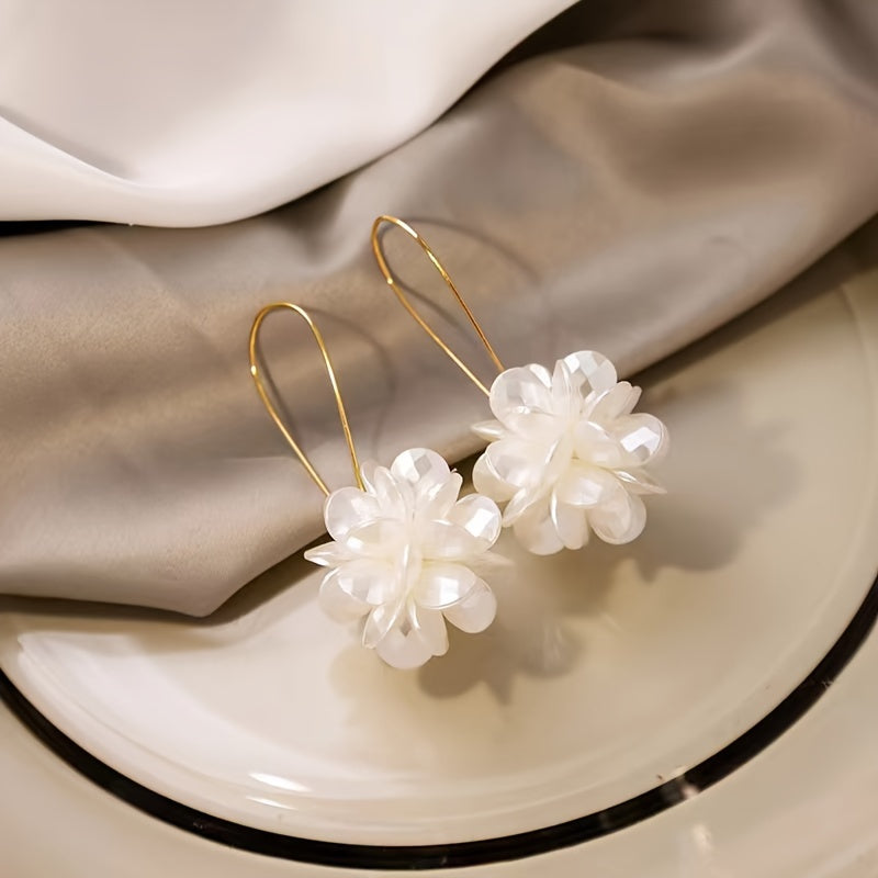 Long Flower Ball Earrings
