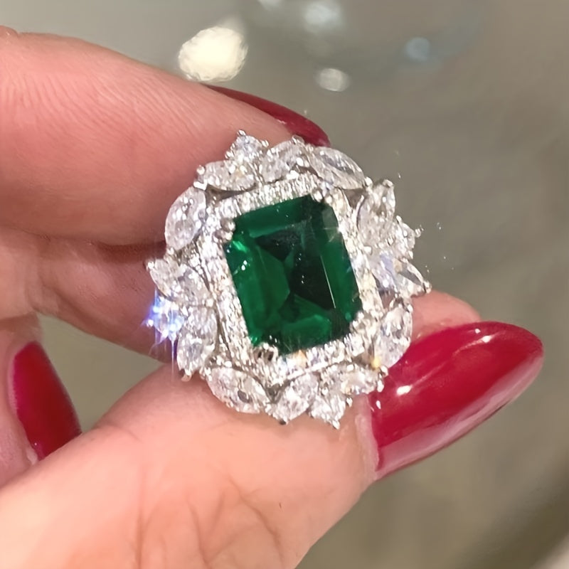 Emerald Green Synthetic Gemstone Stud Earrings