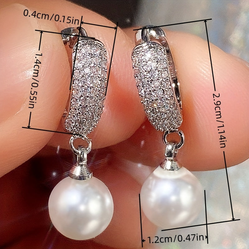 Freshwater Pearl Zircon Dangle Earrings
