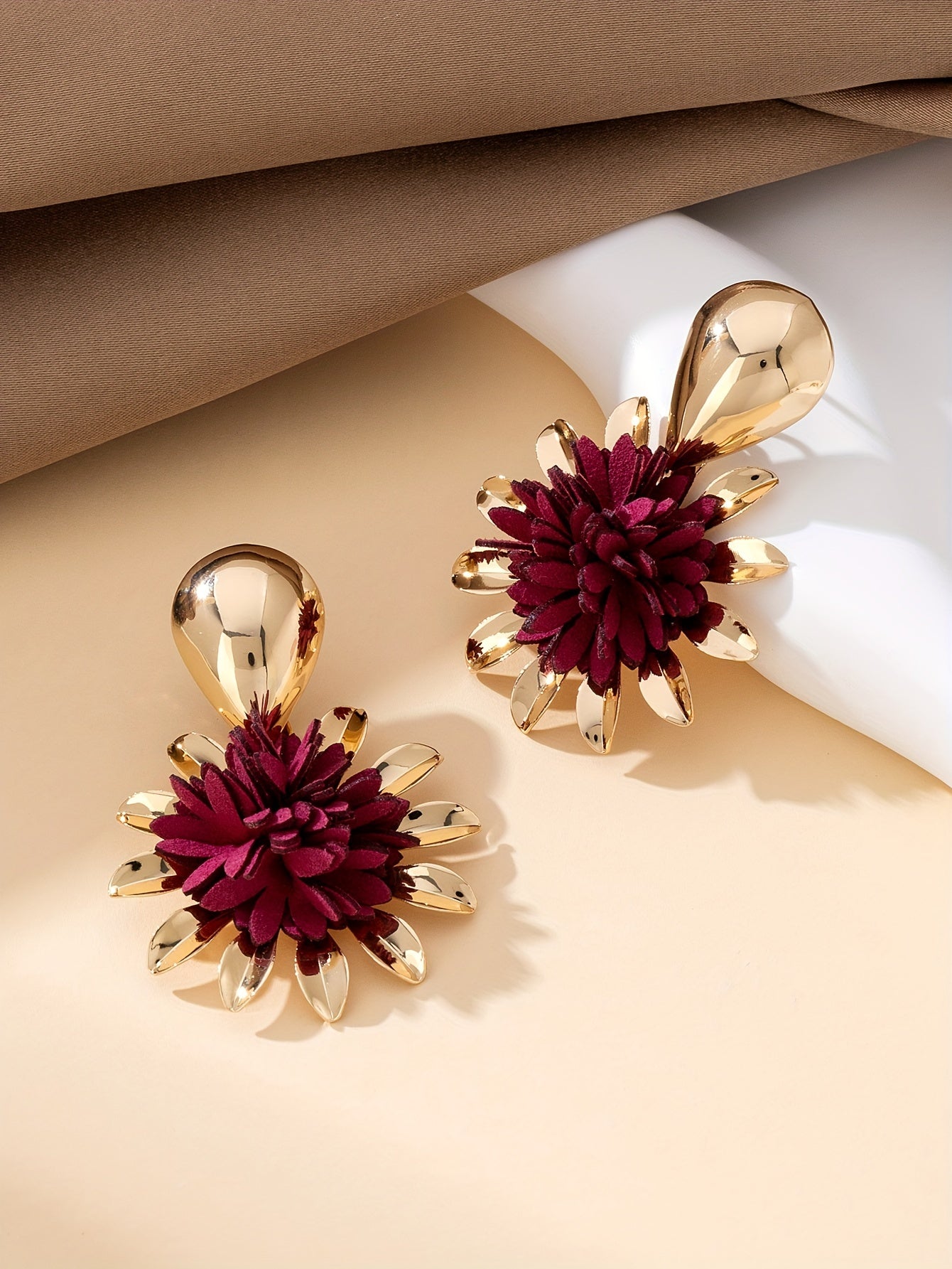Iron Flower Earrings with Velvet