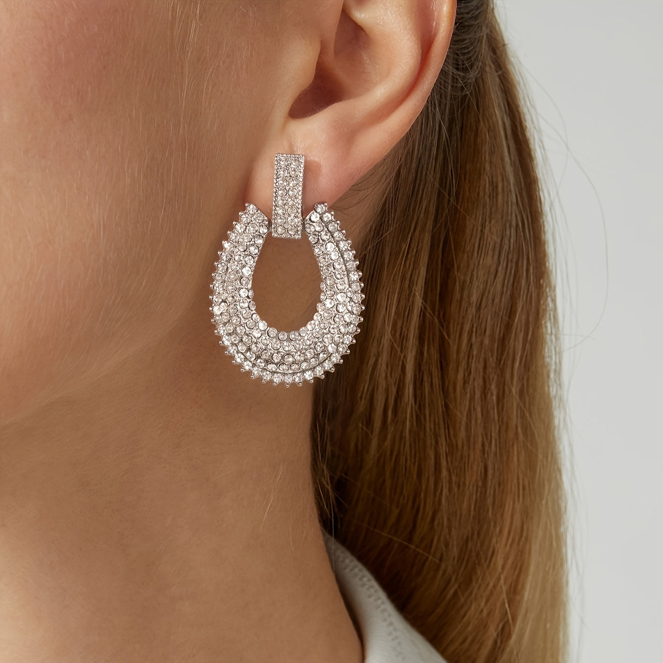 Rhinestone Loop Dangle Earrings