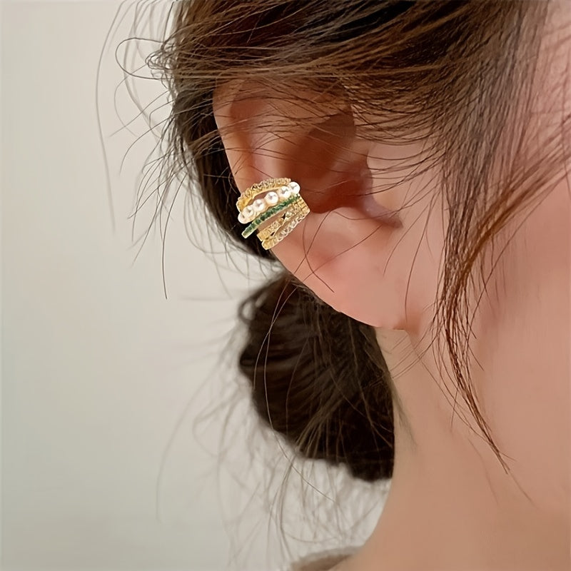 Golden N Pearl Clip on 1 piece Earring
