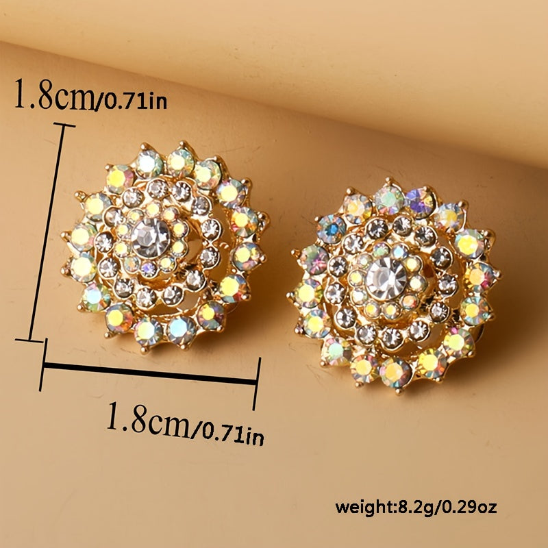 Rhinestone Flower Clip-On Earrings
