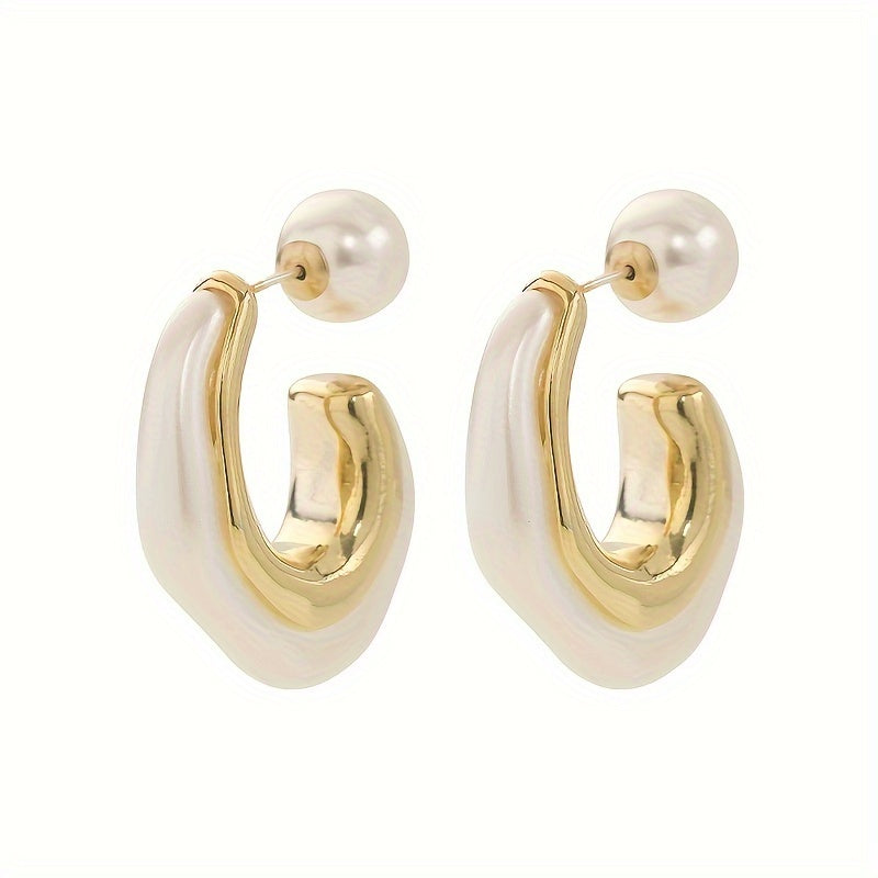 Gold Hoops with FAUX PEARL Earrings