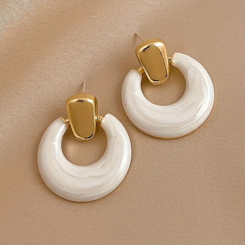 Vintage Style Drip Oil Circle Earrings