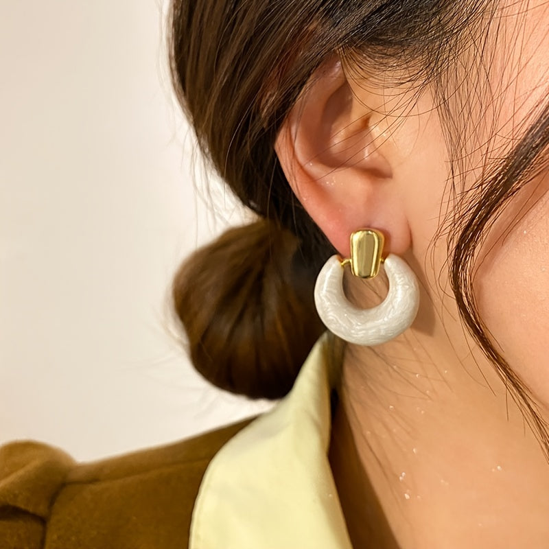 Vintage Style Drip Oil Circle Earrings