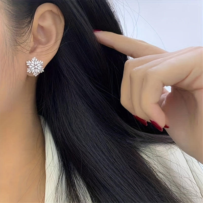 Zirconia Snowflake Stud Earrings