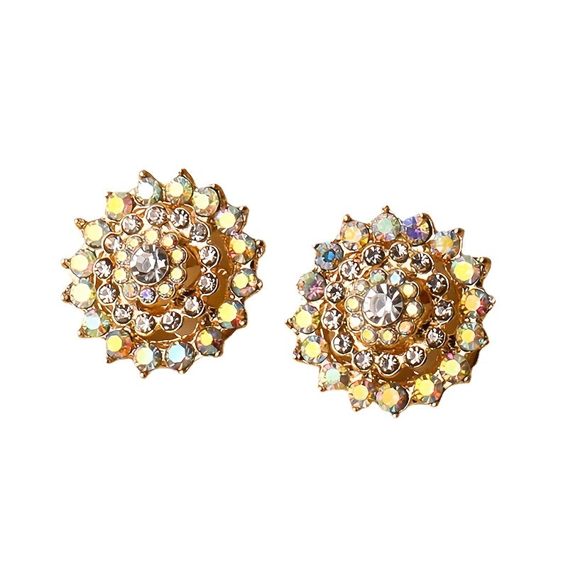Rhinestone Flower Clip-On Earrings