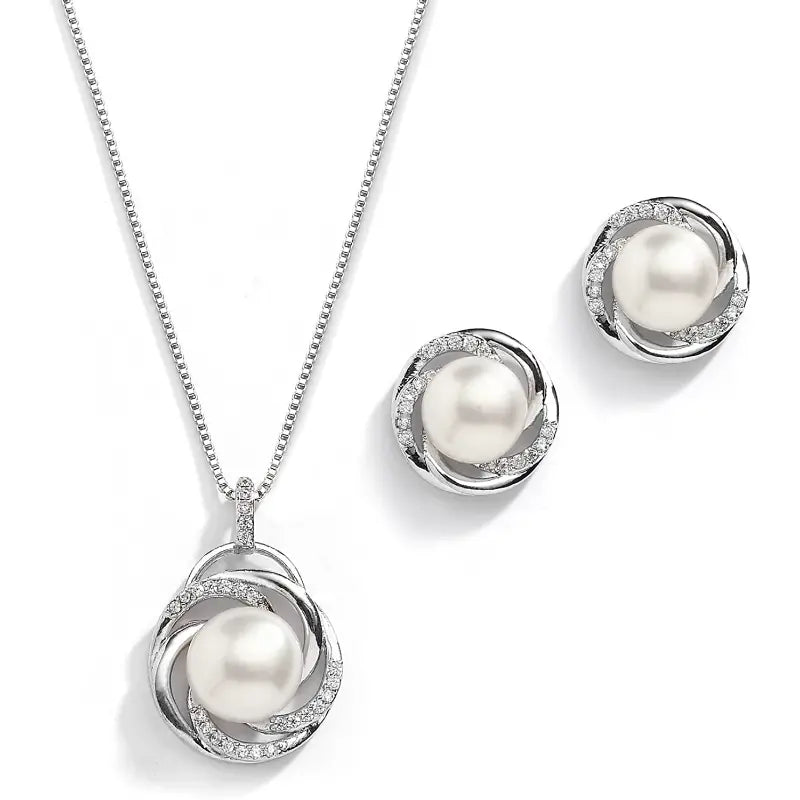 Chic Pearl Pendant and Earrings Set