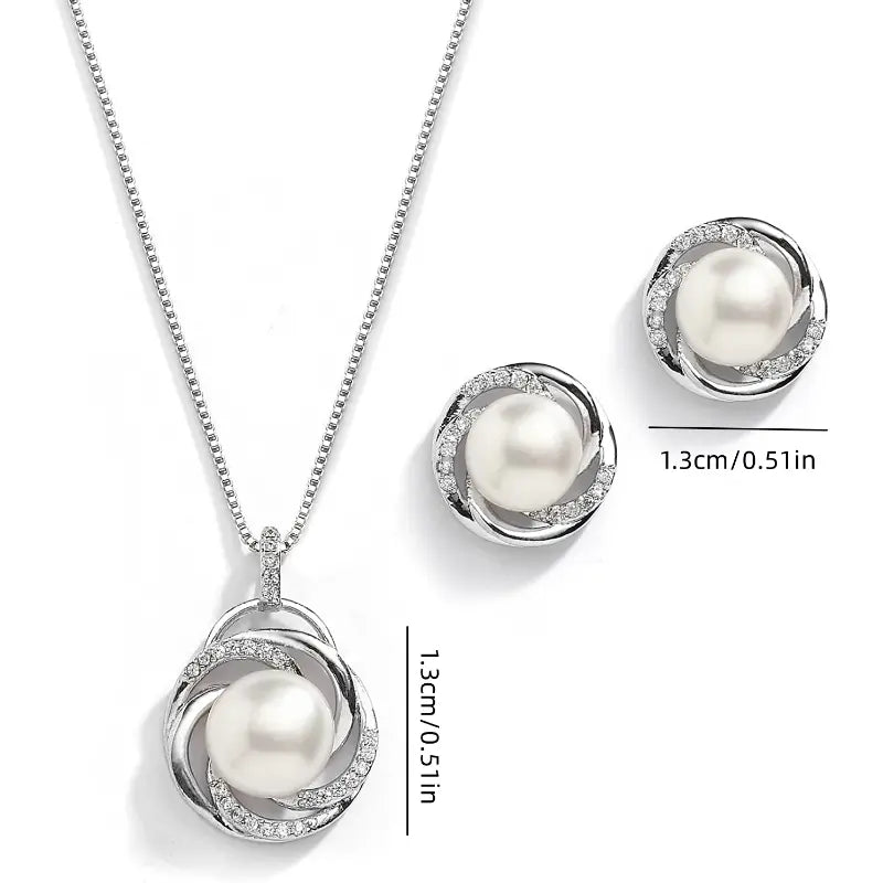 Chic Pearl Pendant and Earrings Set