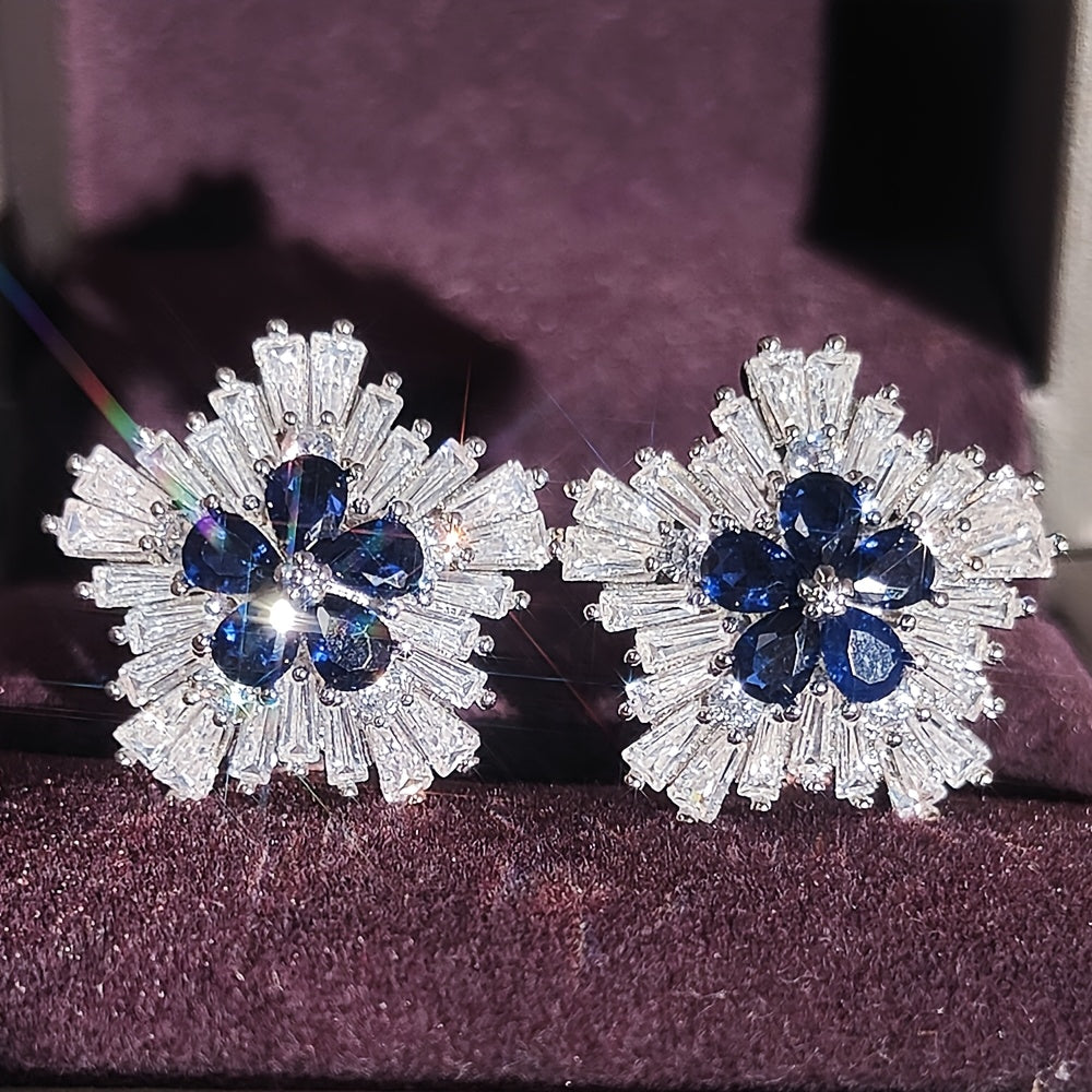 Sapphire Zircon Stud Earrings
