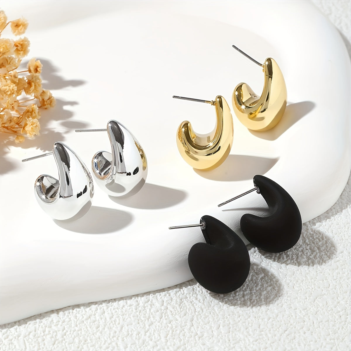 12-Piece Multicolor Water Drop Earrings